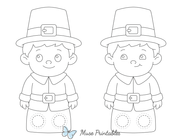 Boy Pilgrim Two Finger Puppet Craft Template