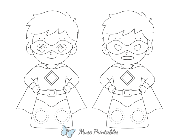 Boy Superhero Two Finger Puppet Craft Template