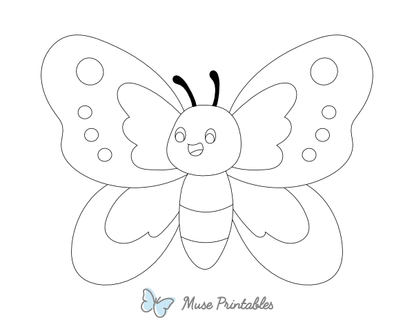Cartoon Butterfly Outline Craft Template Printable