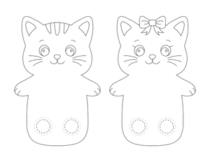 Cat Two Finger Puppet Craft Template Printable