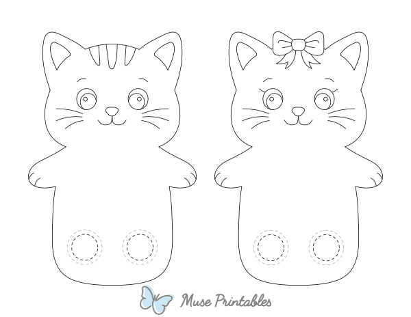 Cat Two Finger Puppet Craft Template Printable
