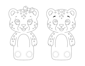 Cheetah Two Finger Puppet Craft Template Printable