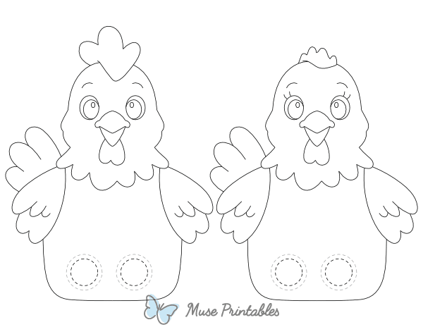 Chicken Two Finger Puppet Craft Template