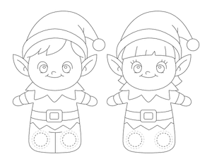 Christmas Elf Two Finger Puppet Craft Template Printable