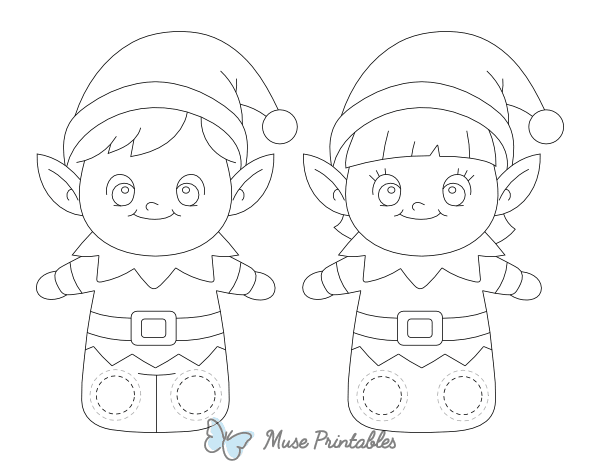 Christmas Elf Two Finger Puppet Craft Template