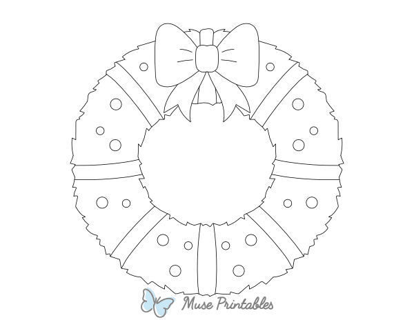 Christmas Wreath Outline Craft Template Printable