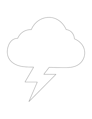 Cloud and Lightning Shape Outline Craft Template Printable