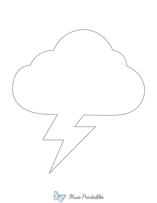 Cloud and Lightning Shape Outline Craft Template