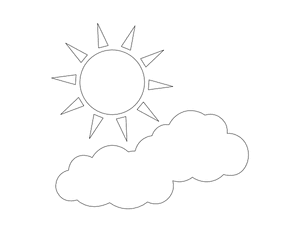 Cloud and Sun Shape Outline Craft Template Printable