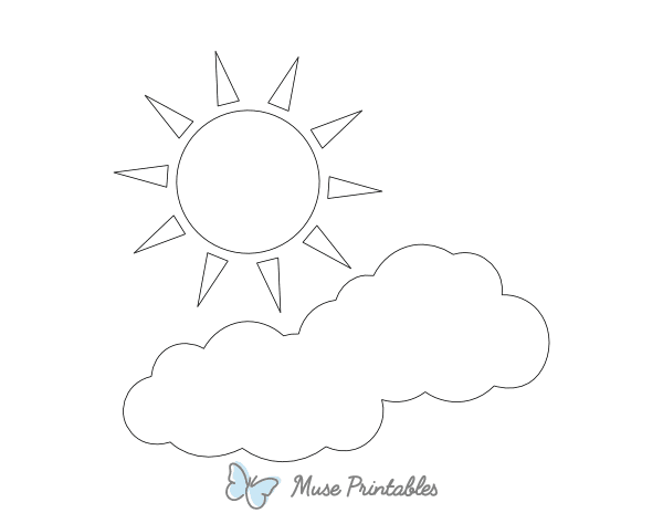Cloud and Sun Shape Outline Craft Template