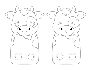 Cow Two Finger Puppet Craft Template Printable