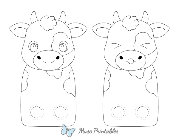 Cow Two Finger Puppet Craft Template