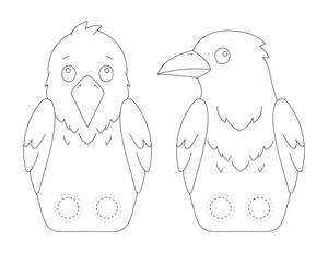 Crow Two Finger Puppet Craft Template