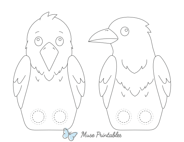 Crow Two Finger Puppet Craft Template