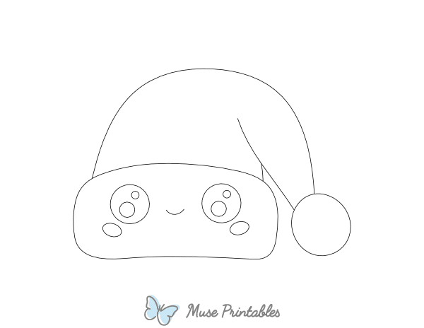 Cute Santa Hat Outline Craft Template