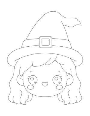 Cute Witch Face Outline Craft Template