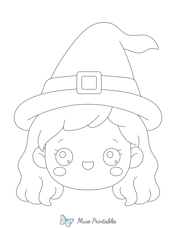 Cute Witch Face Outline Craft Template