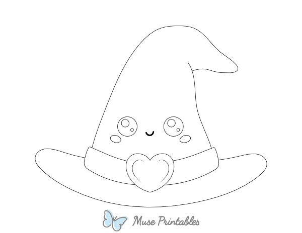 Cute Witch Hat Outline Craft Template