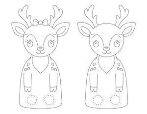 Deer Two Finger Puppet Craft Template