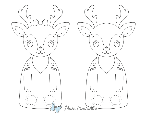 Deer Two Finger Puppet Craft Template