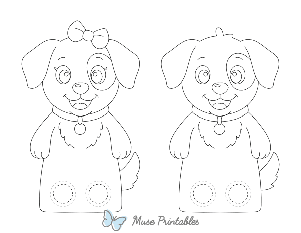 Dog Two Finger Puppet Craft Template