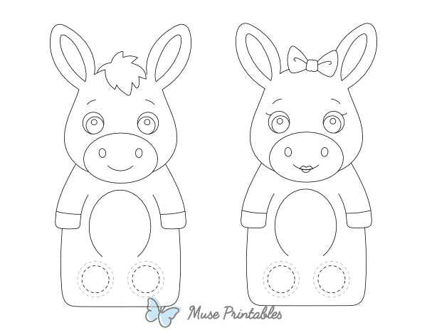 Donkey Two Finger Puppet Craft Template