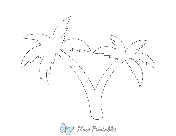 Double Palm Tree Shape Outline Craft Template Printable