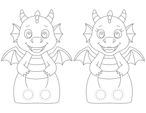 Dragon Two Finger Puppet Craft Template