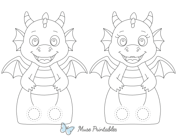 Dragon Two Finger Puppet Craft Template