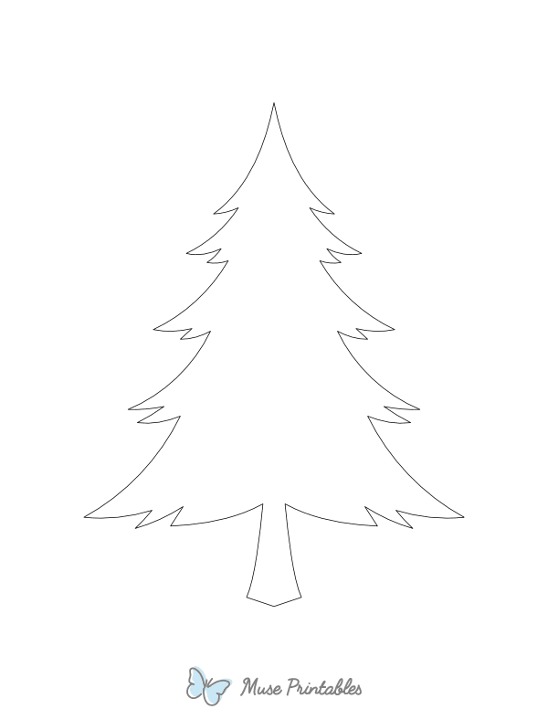 Elegant Christmas Tree Shape Outline Craft Template
