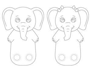 Elephant Two Finger Puppet Craft Template