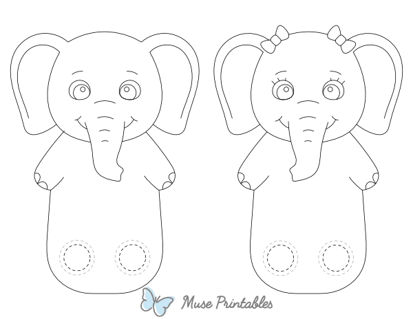 Elephant Two Finger Puppet Craft Template