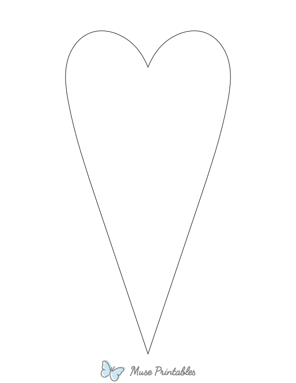 Elongated Heart Shape Outline Craft Template