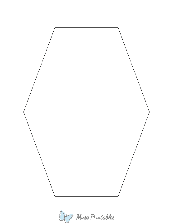 Elongated Hexagon Shape Outline Craft Template Printable