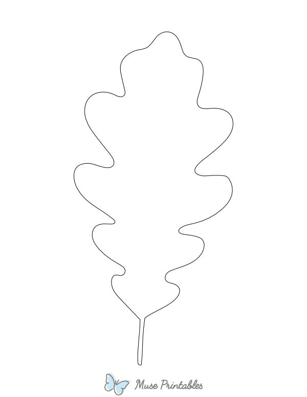 English Oak Leaf Shape Outline Craft Template