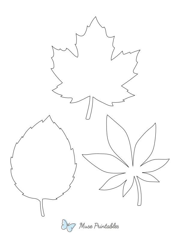 Fall Leaves Shape Outline Craft Template