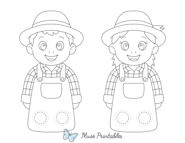 Farmer Two Finger Puppet Craft Template