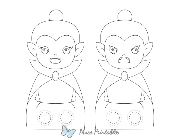 Female Vampire Two Finger Puppet Craft Template Printable