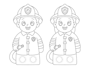 Fireman Two Finger Puppet Craft Template