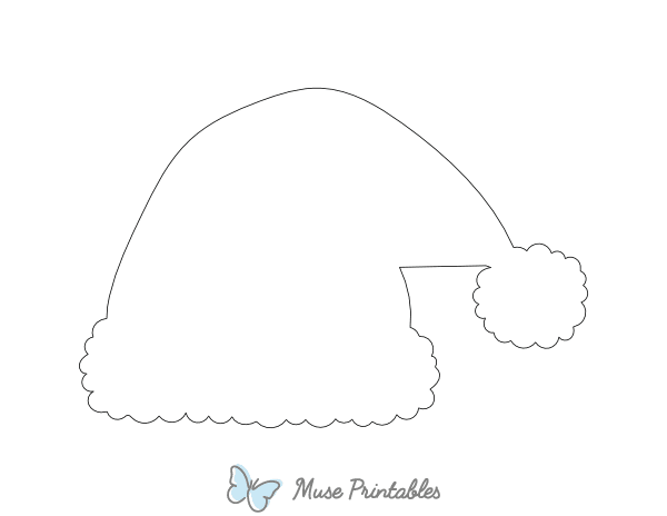 Fluffy Santa Hat Shape Outline Craft Template