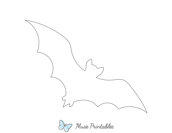Flying Bat Shape Outline Craft Template