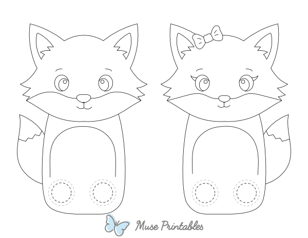 Fox Two Finger Puppet Craft Template Printable