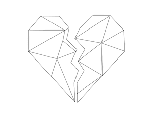 Geometric Broken Heart Outline Craft Template Printable