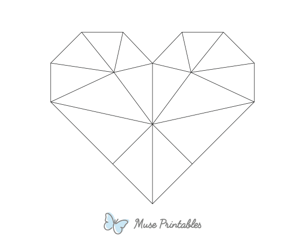 Geometric Heart Outline Craft Template