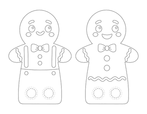 Gingerbread Man Two Finger Puppet Craft Template Printable