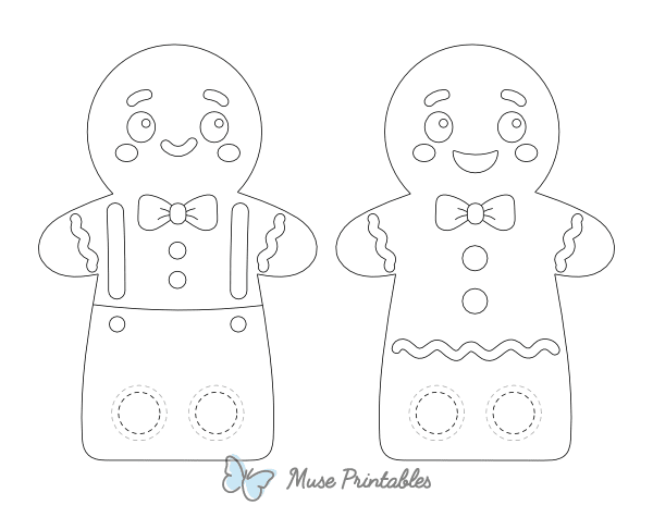 Gingerbread Man Two Finger Puppet Craft Template