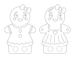 Gingerbread Woman Two Finger Puppet Craft Template Printable