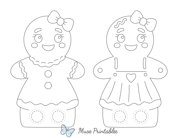 Gingerbread Woman Two Finger Puppet Craft Template