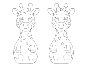 Giraffe Two Finger Puppet Craft Template Printable
