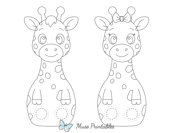 Giraffe Two Finger Puppet Craft Template